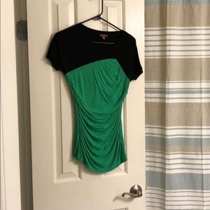 Black and green ruched top